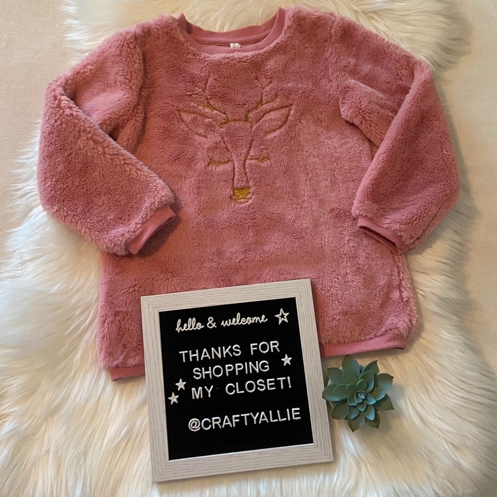 Pink Faux Fur Top || LOVE @ First Sight || Girls M